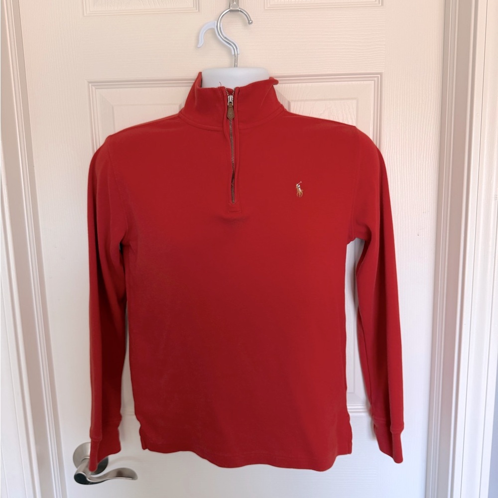 Like new red Ralph Lauren half zip shirt